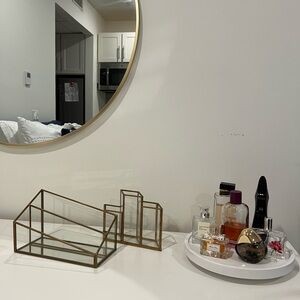 Gold and Glass Geometric Organizer Set